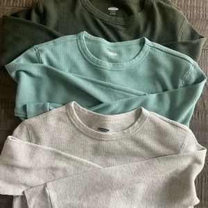 Old Navy Boys Large (10-12) Long Sleeve Waffle/Thermal Shirt (3) Bundle
